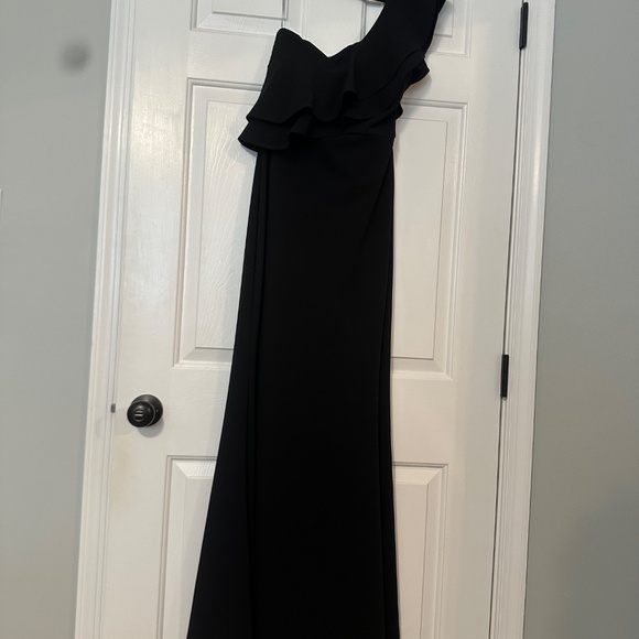 Lulus Grand Beauty Black Ruffled One-shoulder Mermaid Maxi Dress - Size S - Picture 2 of 2